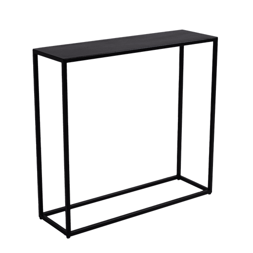 Consolle Julita Metal nera con struttura in metallo sottile, superficie rettangolare liscia, ideale per ingresso o soggiorno, SKU: TD003JUL-92-1F-9005
