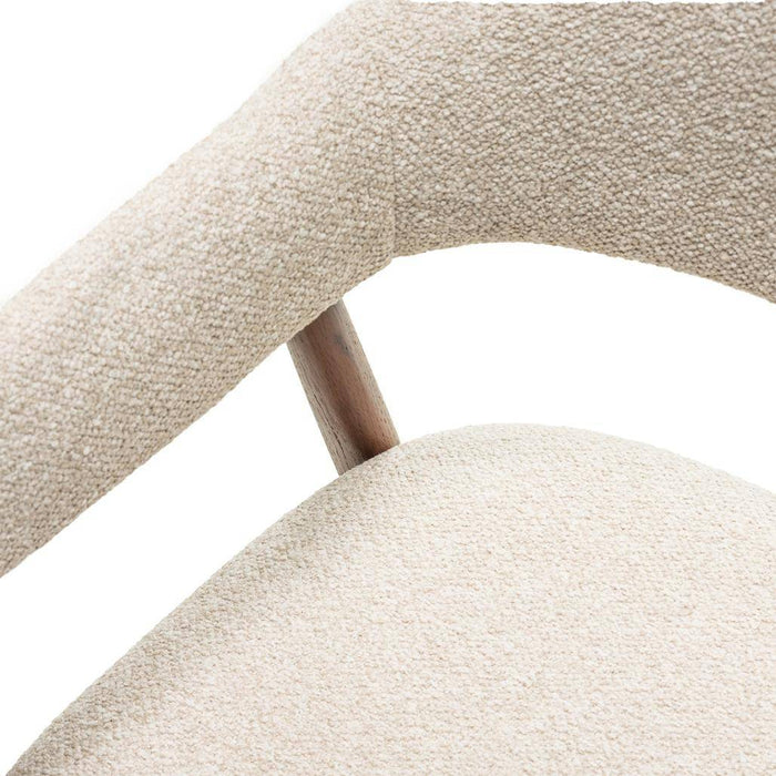 Sedia Imbottita LARIS Beige Bouclé/Noce