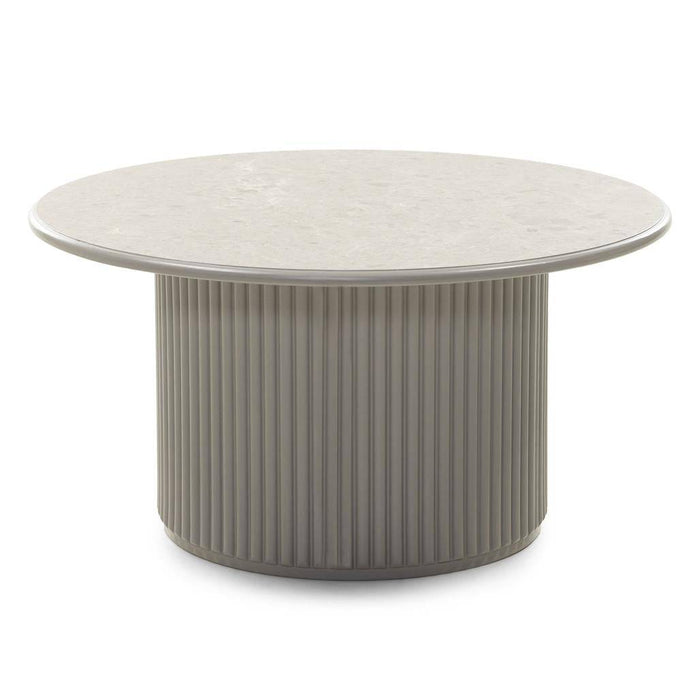 Tavolino caffè rotondo ASTI 80 cm, grigio, effetto marmo