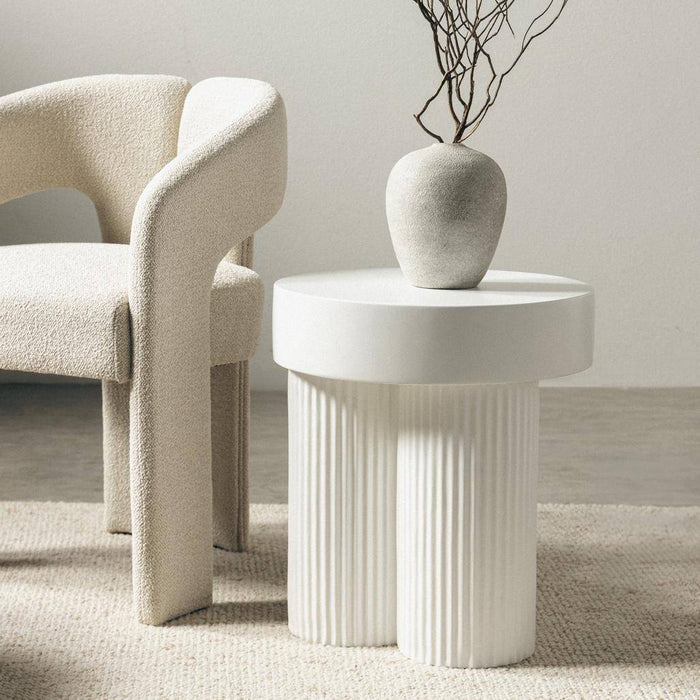 Tavolino RIGATO 45 cm, tondo, bianco, rigato