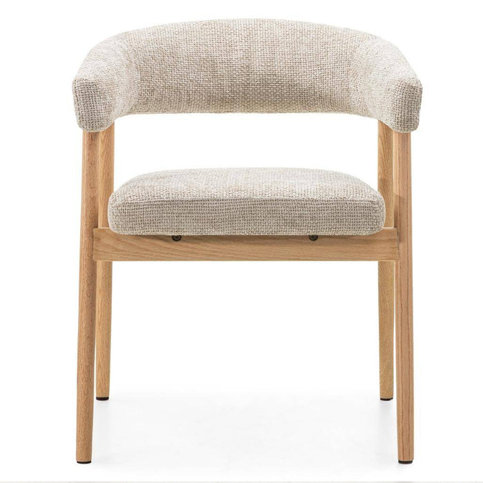Sedia Imbottita MUE, Beige/Legno di Quercia