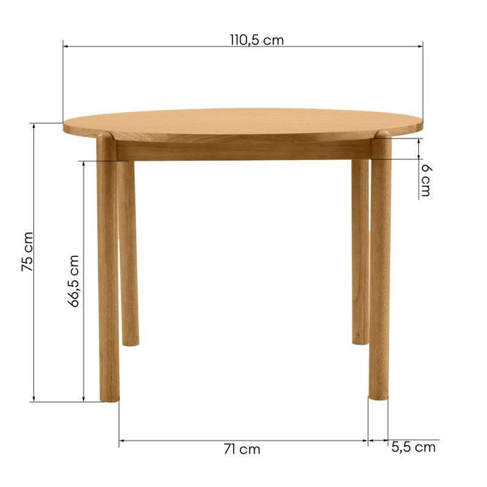 Tavolo OKO rotondo 110,5 cm, legno naturale