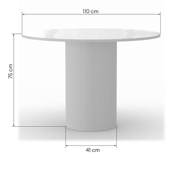 Tavolo da pranzo MALENA rotondo, effetto marmo bianco