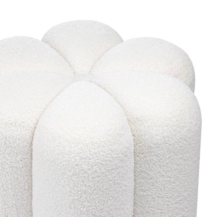 Pouf FLORI rivestito in bouclé bianco