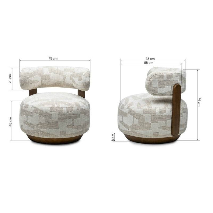 Poltrona MARABELL, forme arrotondate, beige/cream, noce