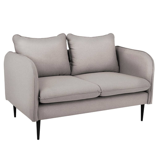 Divano due posti contemporaneo con rivestimento in tessuto grigio chiaro, gambe nere sottili, design elegante e moderno, SKU: SF041POSH2-ET9102