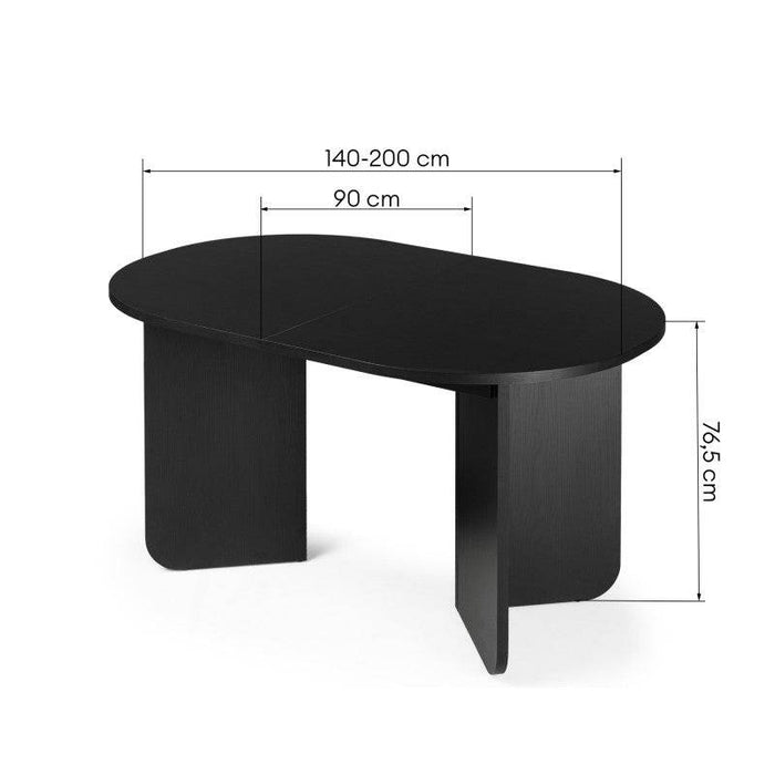 Tavolo MAUT allungabile 140-200 cm, nero struttura legno
