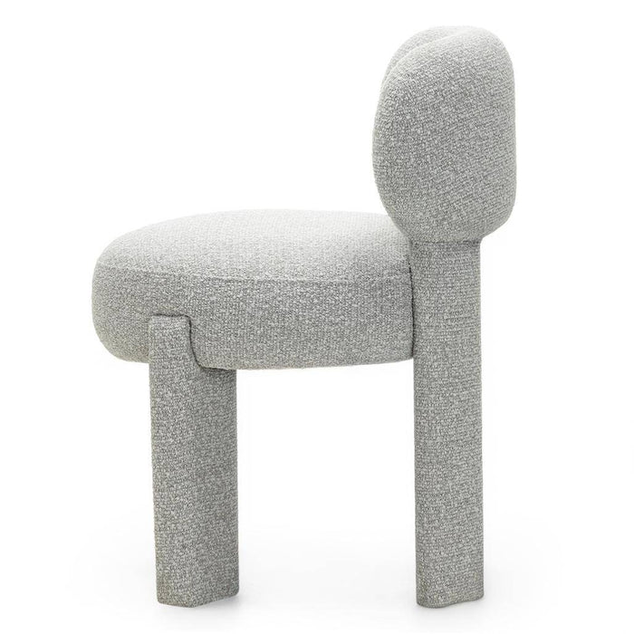 Sedia imbottita SAMMA, grigio, bouclé, forme arrotondate