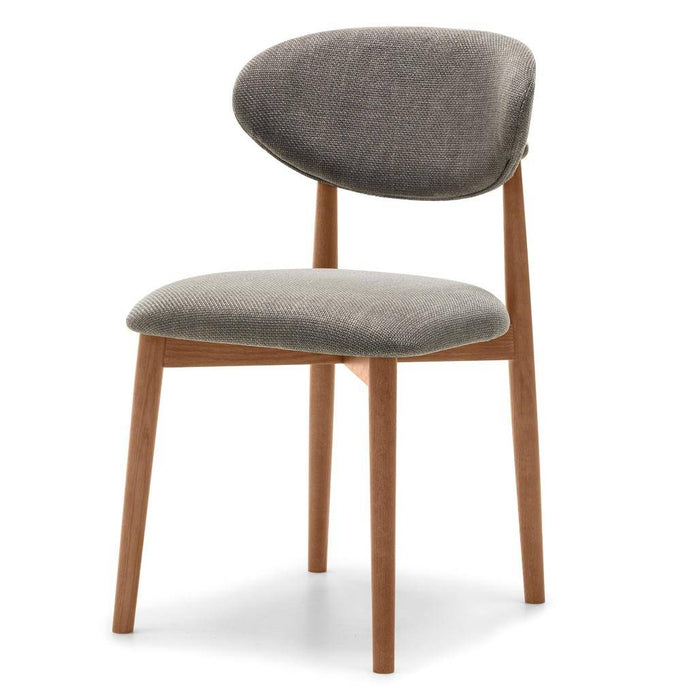 Sedia rivestita MIA, grigio scuro/noce