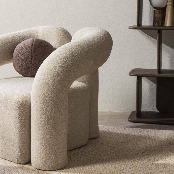 Poltrona imbottita SELLEL, beige chiaro, bouclé