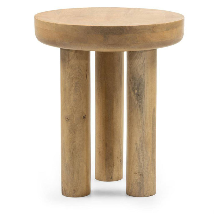 Tavolino laterale LUNGO 50 cm, rotondo, legno mango