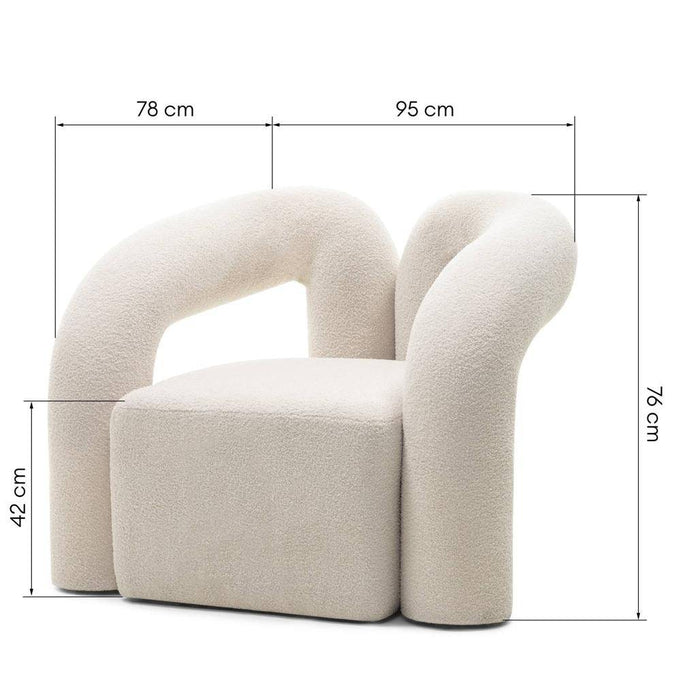 Poltrona imbottita SELLEL, beige chiaro, bouclé