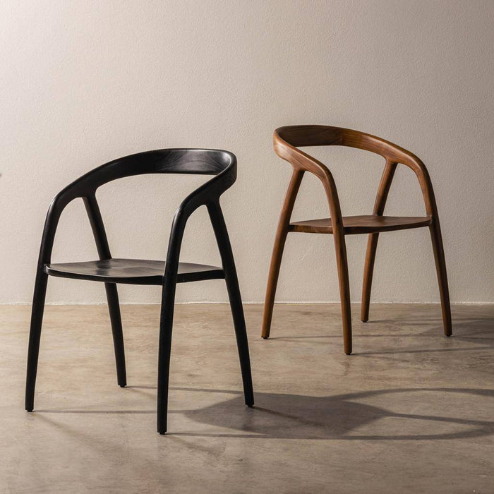 Sedia da Pranzo NIBI OKA, Nero, Legno di Teak