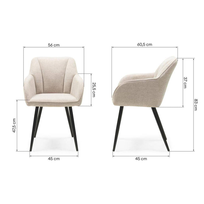 Sedia da Pranzo RUSSO, Cappuccino/Gambe Nere