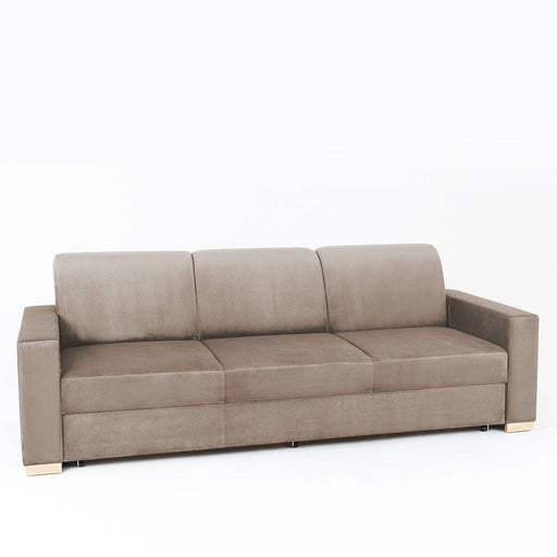 Divano letto 3 posti beige naturale con braccioli larghi e schienale imbottito, rivestimento in tessuto morbido, ideale per soggiorno elegante e funzionale - SKU: SF040STABLROZ3-RV16
