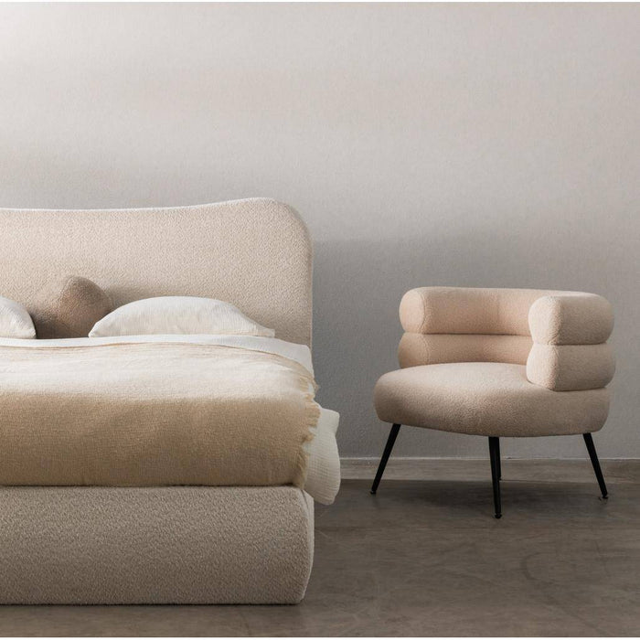 Letto imbottito DOMINIQUE 140x200 cm, beige