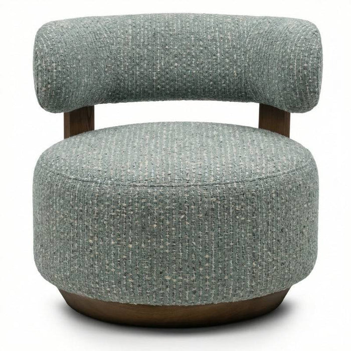 Poltrona lounge MARABELL, forme arrotondate, blu-beige/noce