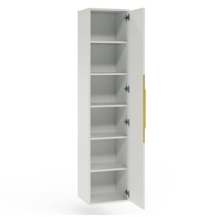 Mobile bagno ANVERS, rigato, maniglia oro, bianco