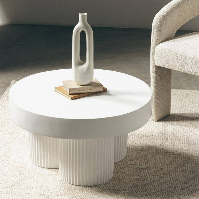Tavolino RIGATO 70 cm, tondo, bianco, rigato