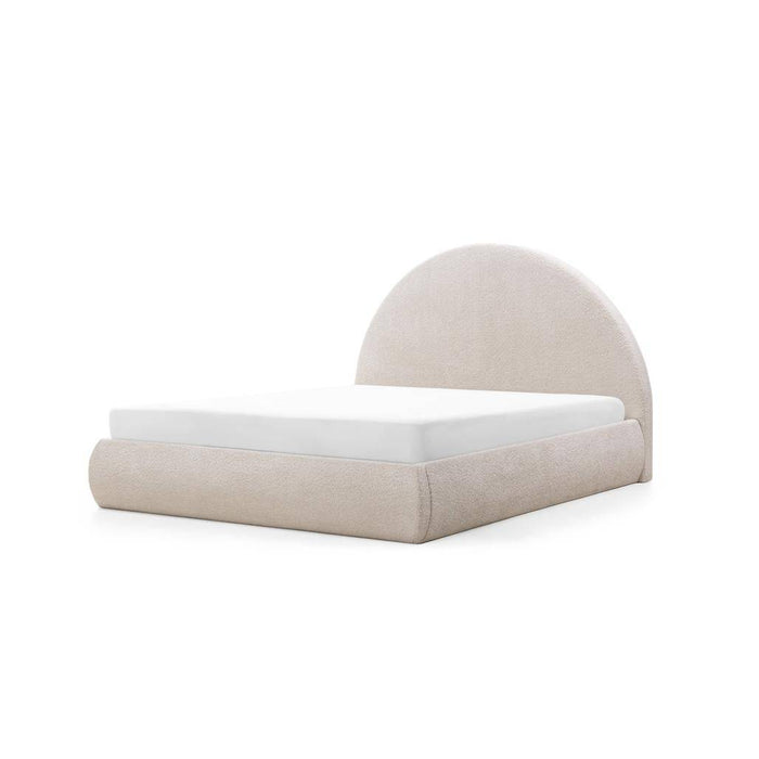 Letto Imbottito MIMIQ 140x200 cm Beige con Testata Arrotondata