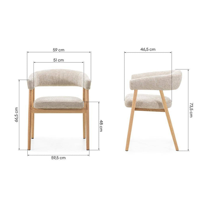 Sedia Imbottita MUE, Beige/Legno di Quercia