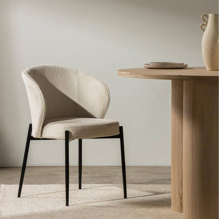 Sedia da pranzo GUSTO, beige chiaro, gambe nere