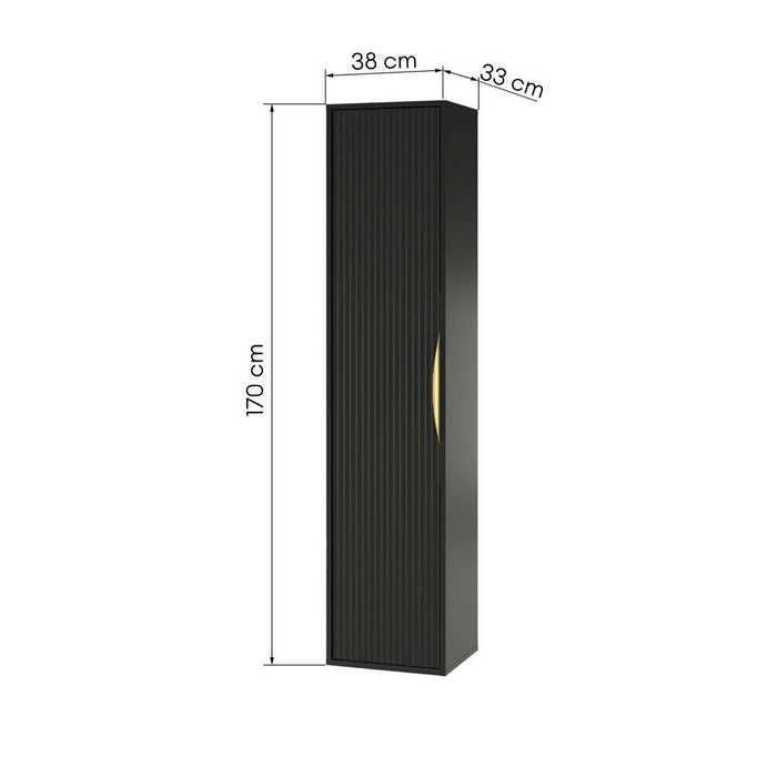 Mobile bagno ANVERS, rigato, maniglia oro, nero