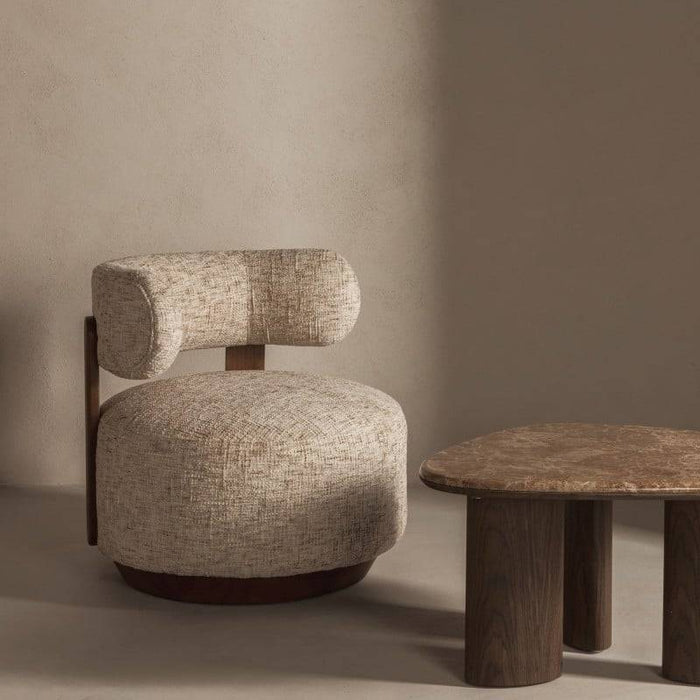 Poltrona lounge MARABELL, beige-grigio/noce
