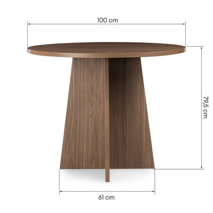 Tavolo da pranzo rotondo ERLOM 100 cm, noce Lincoln