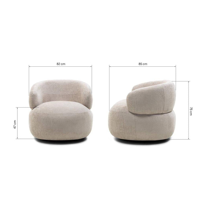 Poltrona girevole ORIEL, beige chiaro, forme arrotondate