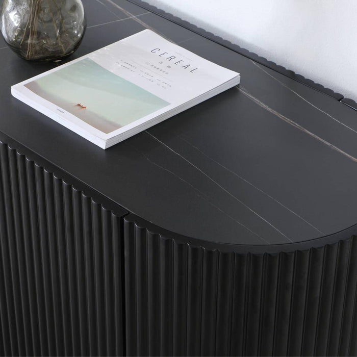 Cassettiera NOIR nero con superficie rigata