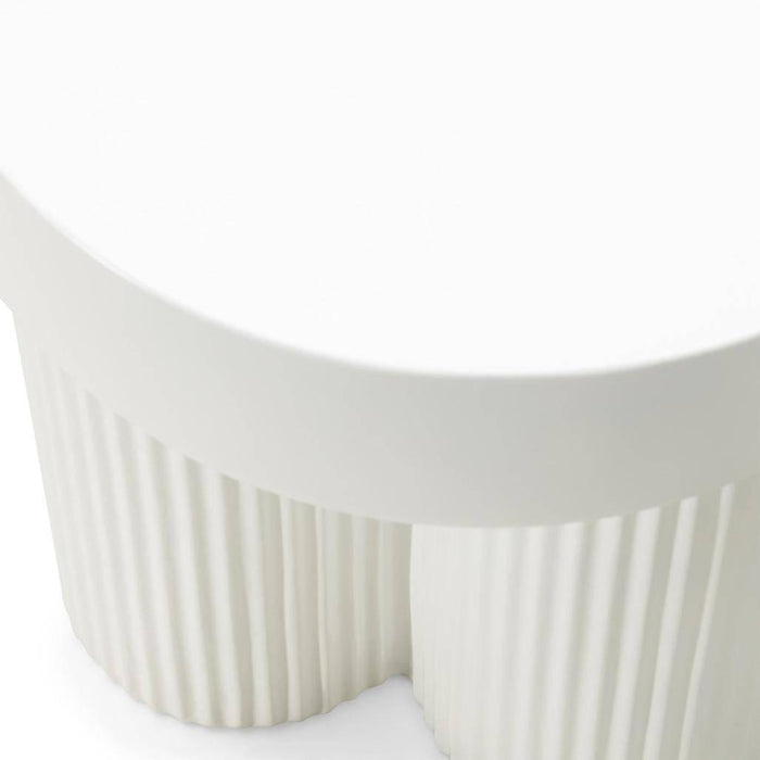 Tavolino RIGATO 45 cm, tondo, bianco, rigato