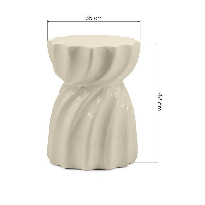 Tavolino laterale LOOMB 35 cm, beige lucido