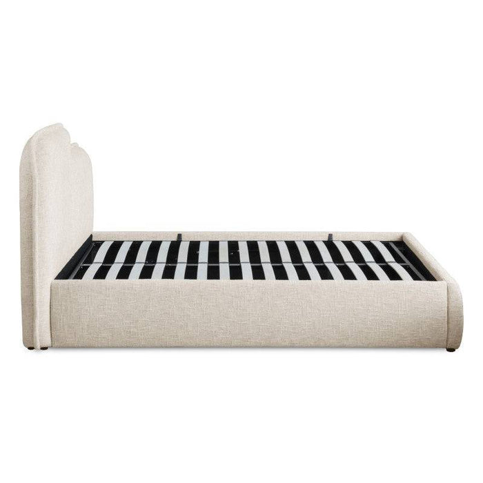 Letto imbottito NORIA 160x200 cm, beige chiaro, arrotondato