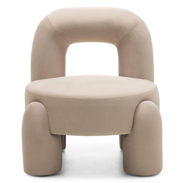 Poltrona lounge LUCCA velluto beige chiaro