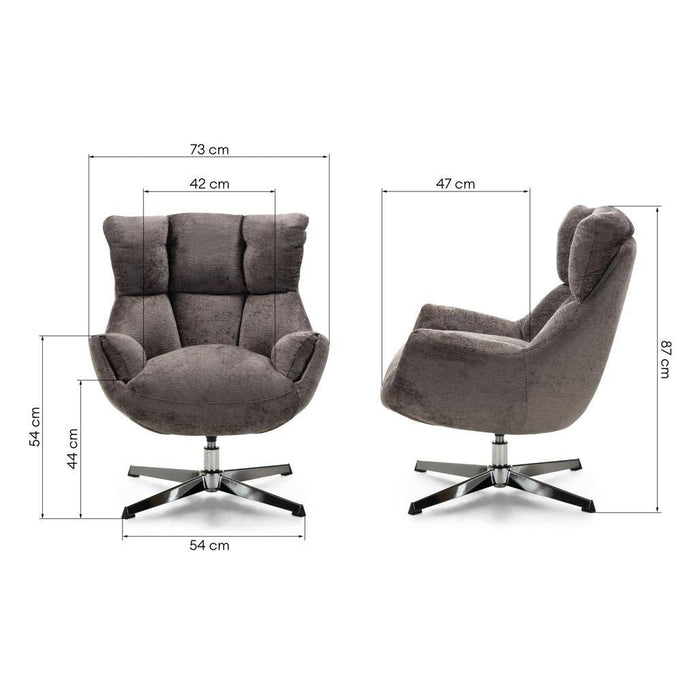 Poltrona girevole LUPIN, tortora/gambe cromate
