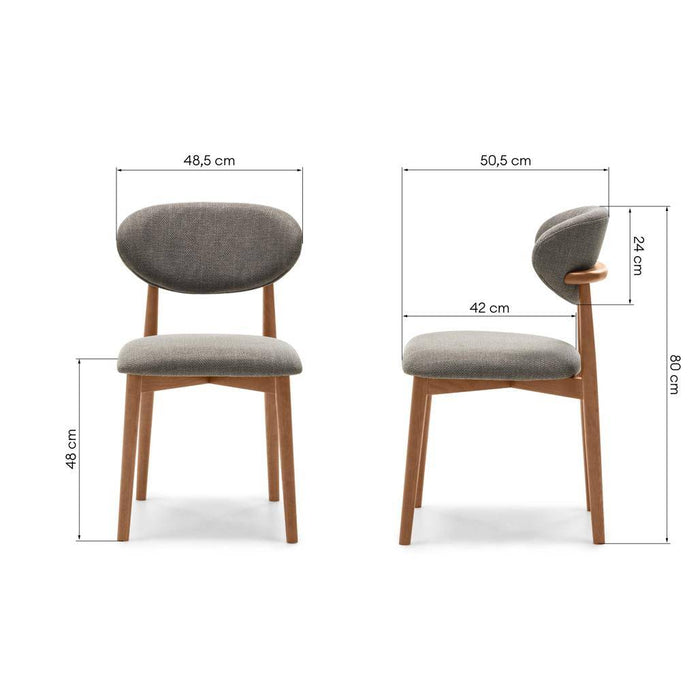 Sedia rivestita MIA, grigio scuro/noce