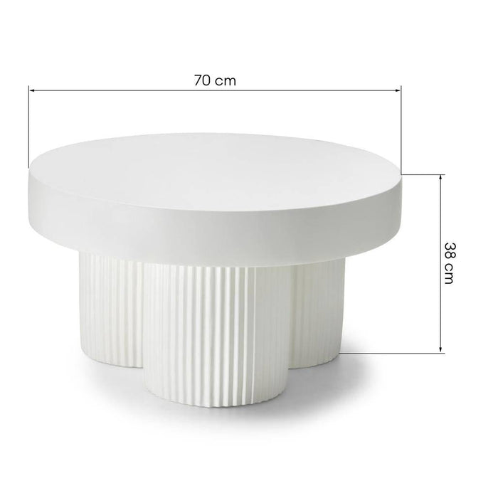 Tavolino RIGATO 70 cm, tondo, bianco, rigato