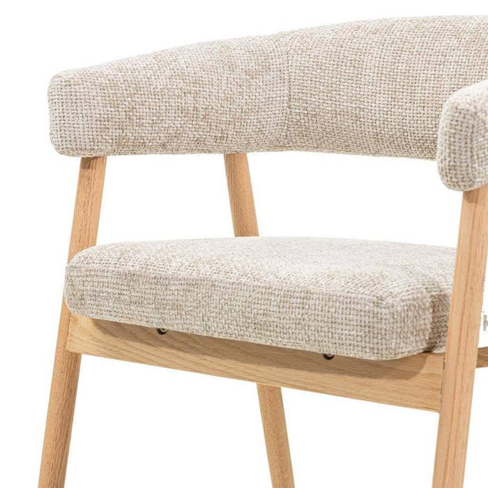 Sedia Imbottita MUE, Beige/Legno di Quercia