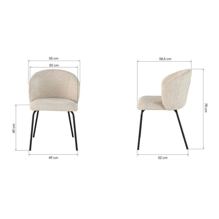 Sedia da pranzo LUEUR, beige, gambe nere