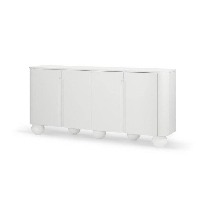 Cassettiera SQUAREN bianca, 4 ante, forme arrotondate