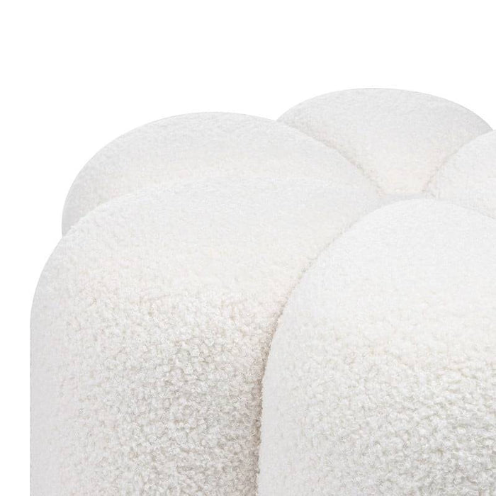 Pouf FLORI rivestito in bouclé bianco