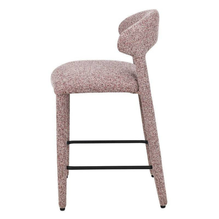 Sgabello imbottito IROKI, beige e borgogna mélange