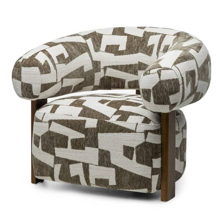 Poltrona ANNABEL, olive-cream/noce, forme arrotondate
