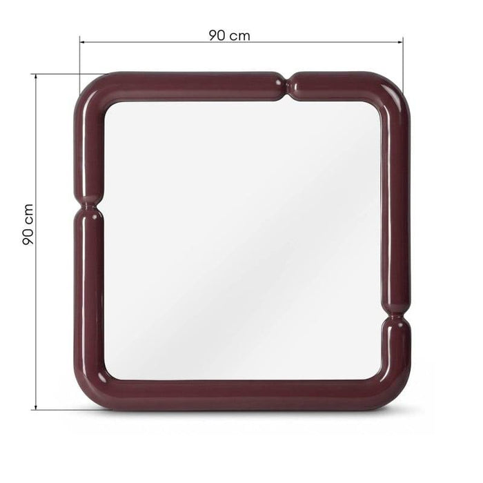 Specchio AVIN quadrato 90x90 cm, bordeaux lucido