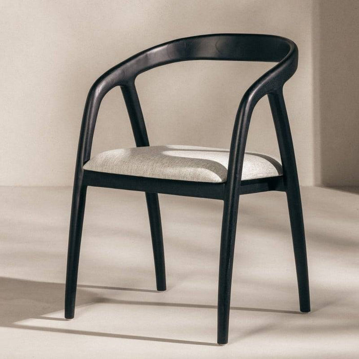 Sedia ONDE, nero/beige chiaro, teak