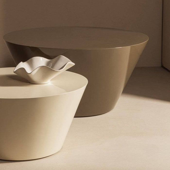 Tavolino ELISSA Ø60 cm, bianco crema, lucido