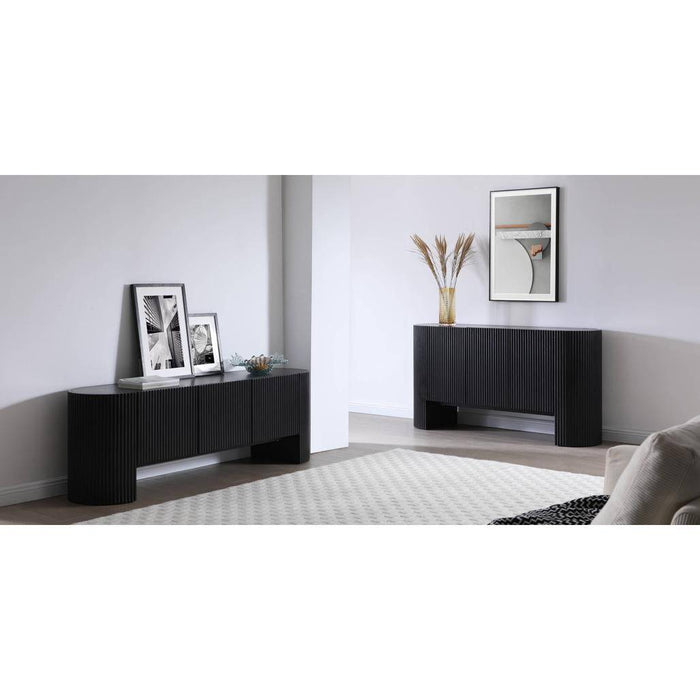 Cassettiera NOIR nero con superficie rigata