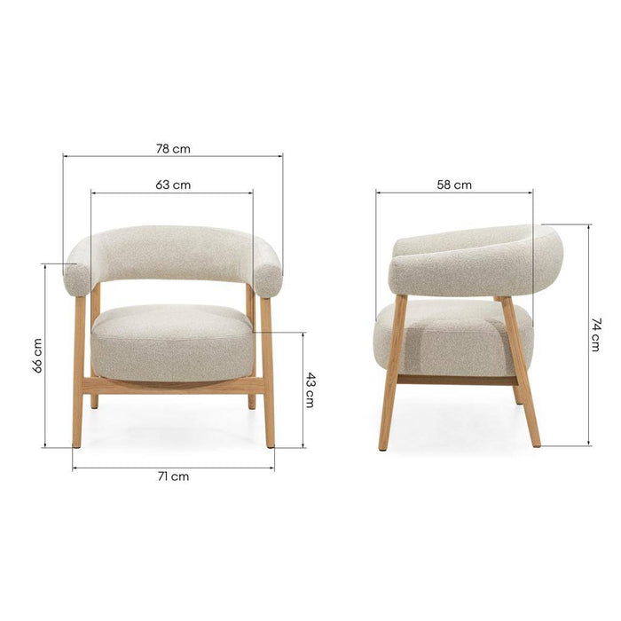 Poltrona MUE beige chiaro con legno di quercia