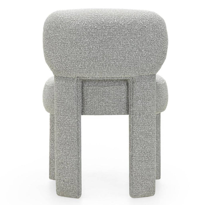 Sedia imbottita SAMMA, grigio, bouclé, forme arrotondate